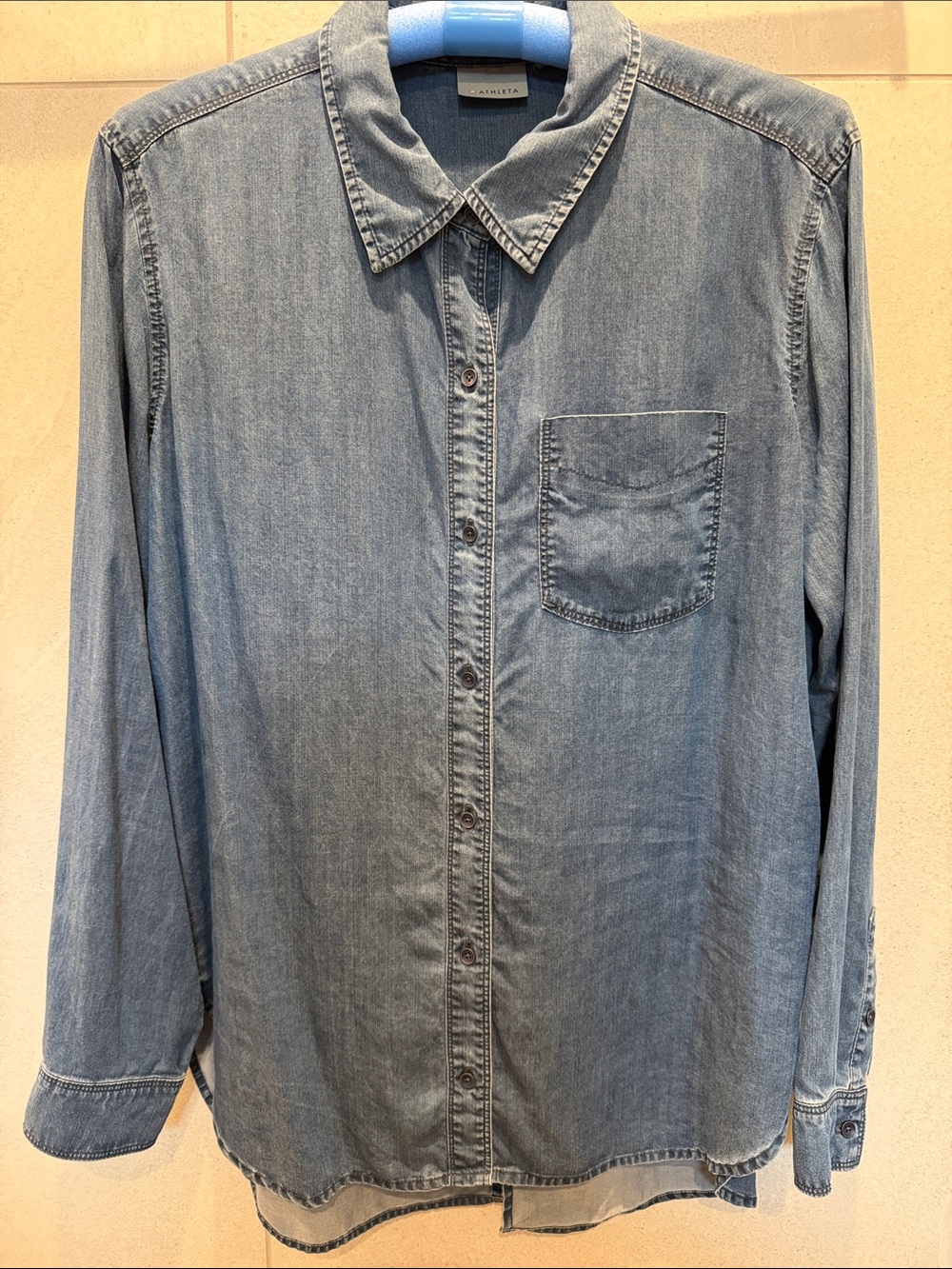 Athleta Blue Denim Button-Down Shirt